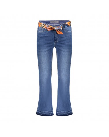 Jeans 7/8 flared + belt Geisha 31004-10 Stonebleach denim